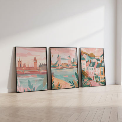 London Set Of 3 Posters - London Wall Art Prints - Travel Wall Art