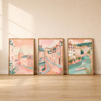 Oxford Set Of 3 Posters - Oxford Cityscape Wall Art - Travel Wall Art