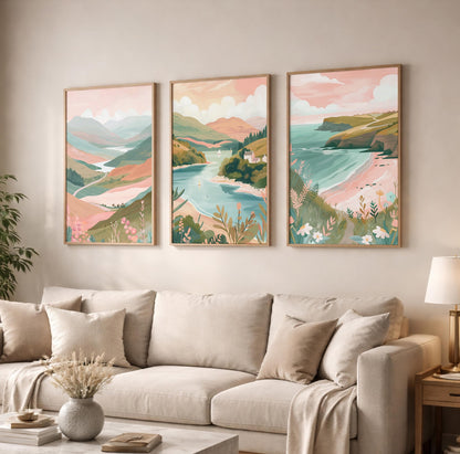Scottish Highlands Minimalist Poster Set - Set Of 3 Scotland Prints - Travel Wall Art