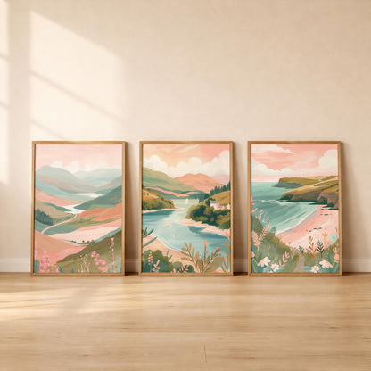 Scottish Highlands Minimalist Poster Set - Set Of 3 Scotland Prints - Travel Wall Art
