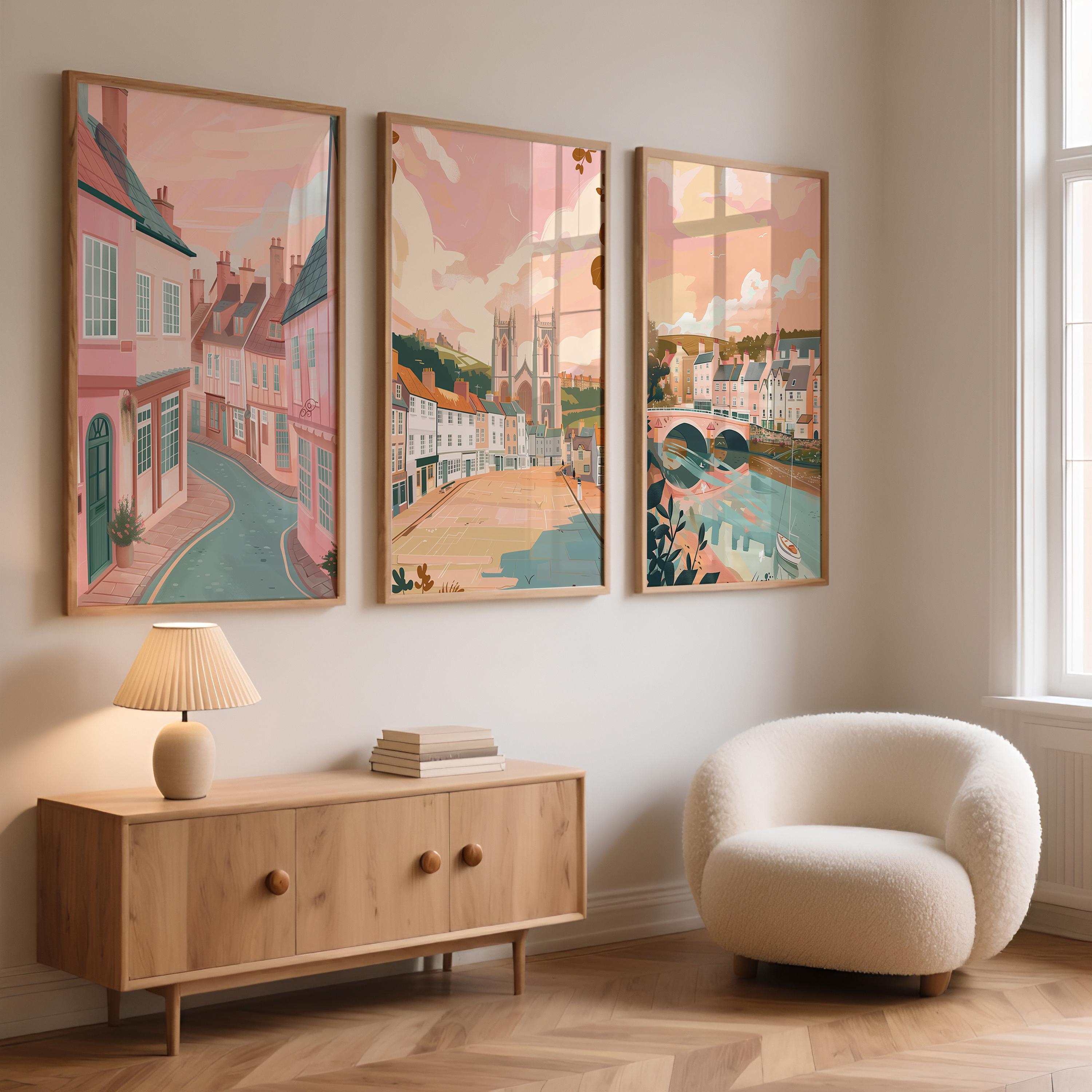 York Set of 3 Posters - Minimalist Cityscape Wall Art Set - Travel Wall Art