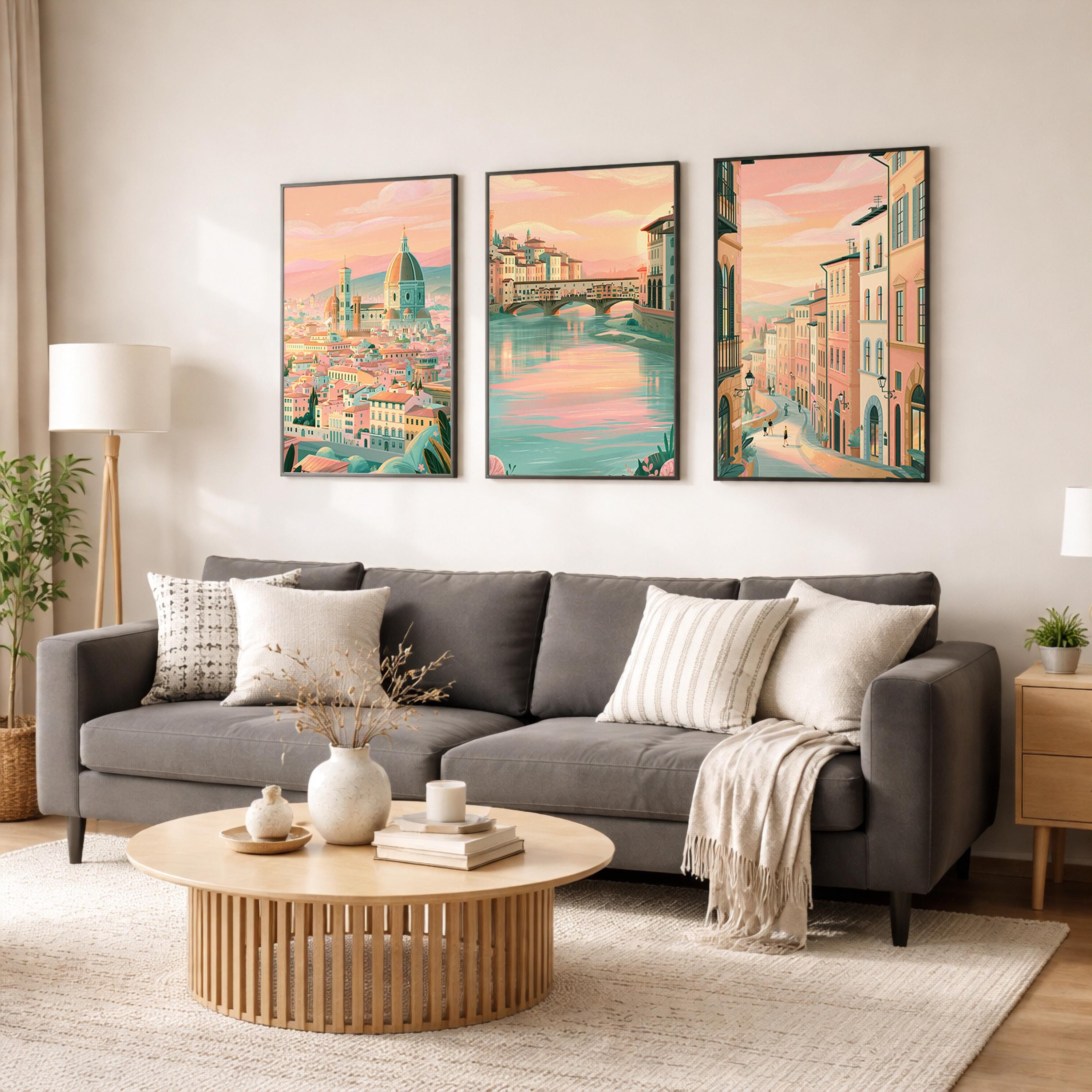 Set of 3 Florence Italy Posters - Italian Florence Wall Art Prints - Travel Wall Art