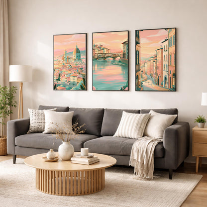 Set of 3 Florence Italy Posters - Italian Florence Wall Art Prints - Travel Wall Art