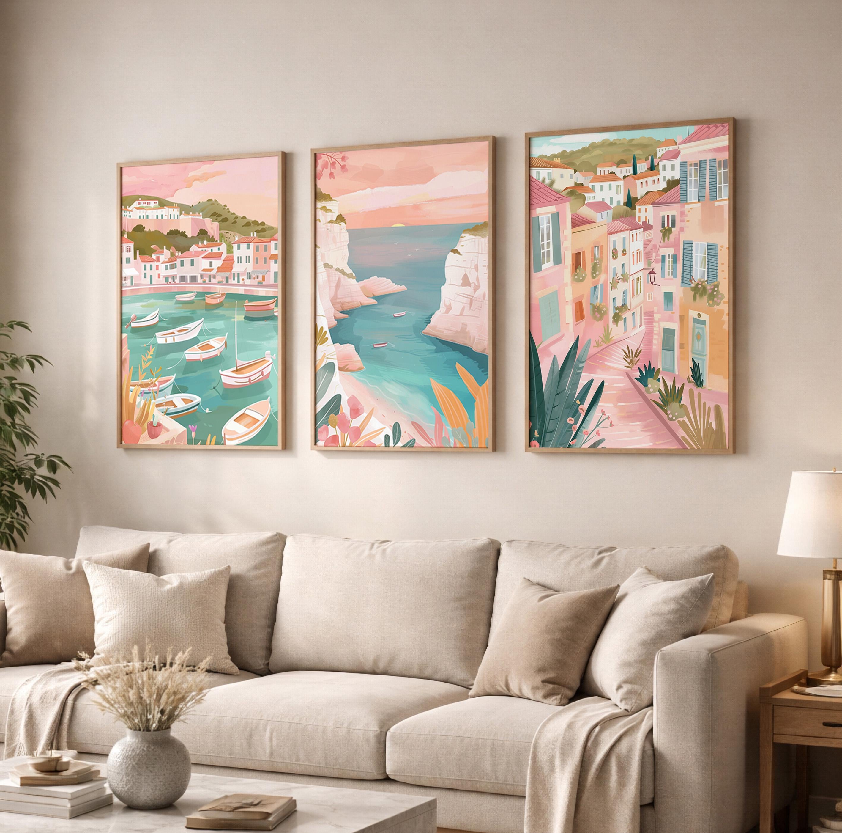 Marseille Set Of 3 Posters - Marseille Cityscape Wall Art Prints - Travel Wall Art