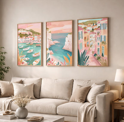 Marseille Set Of 3 Posters - Marseille Cityscape Wall Art Prints - Travel Wall Art