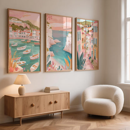 Marseille Set Of 3 Posters - Marseille Cityscape Wall Art Prints - Travel Wall Art