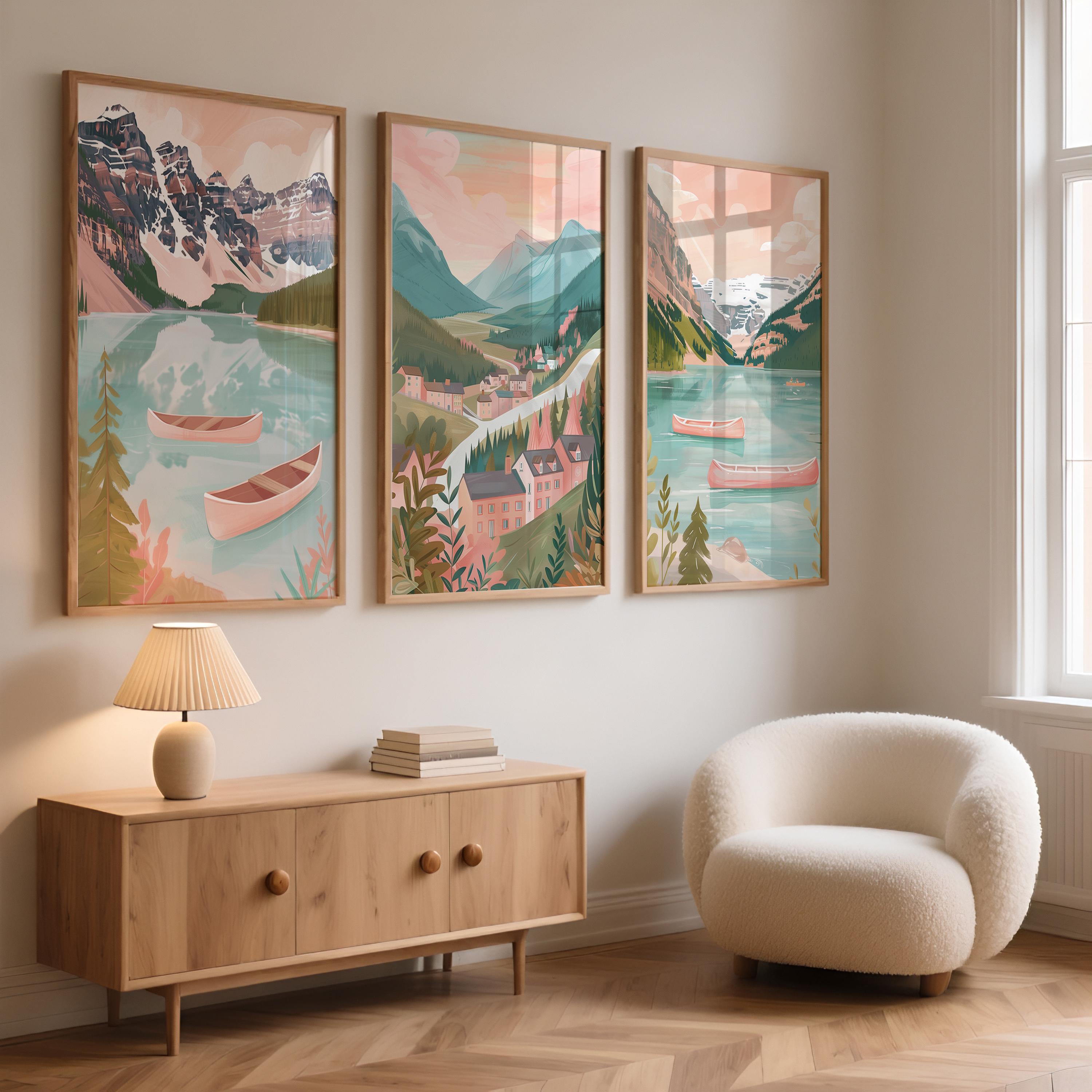 Banff National Park Set of 3 Posters - Canadian Rockies Wall Art Prints - Travel Wall Art