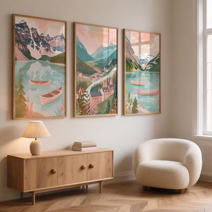 Banff National Park Set of 3 Posters - Canadian Rockies Wall Art Prints - Travel Wall Art