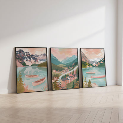 Banff National Park Set of 3 Posters - Canadian Rockies Wall Art Prints - Travel Wall Art