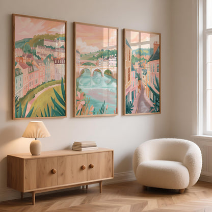 Bath Set Of 3 Posters - Bath, Somerset Wall Art Prints - Travel Wall Art