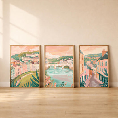Bath Set Of 3 Posters - Bath, Somerset Wall Art Prints - Travel Wall Art
