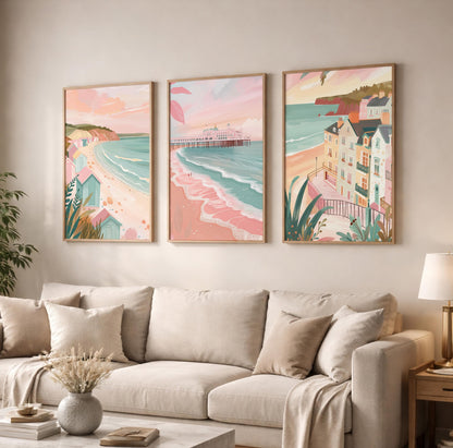Brighton Set Of 3 Posters - Sussex Coastal Wall Art Prints - Travel Wall Art