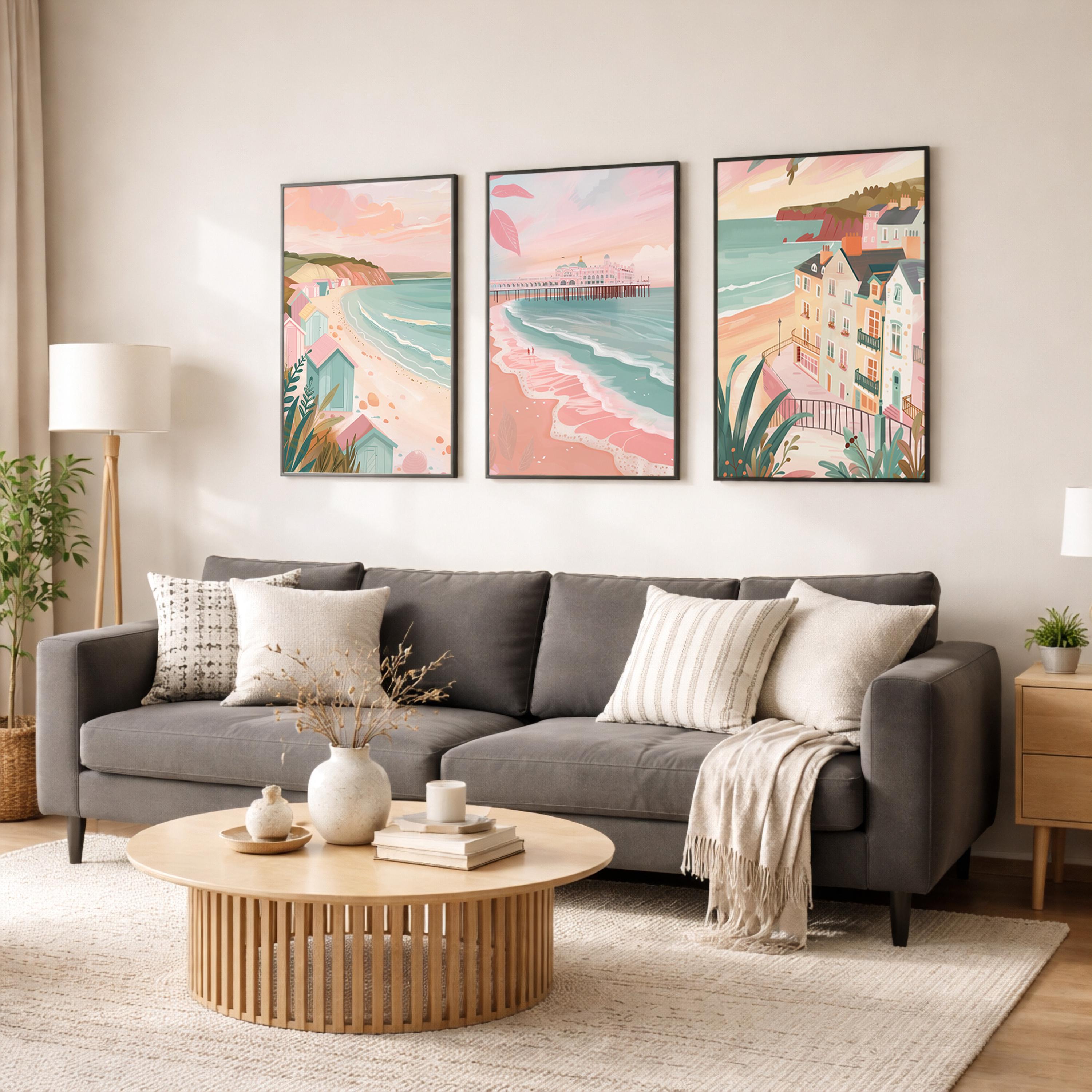 Brighton Set Of 3 Posters - Sussex Coastal Wall Art Prints - Travel Wall Art