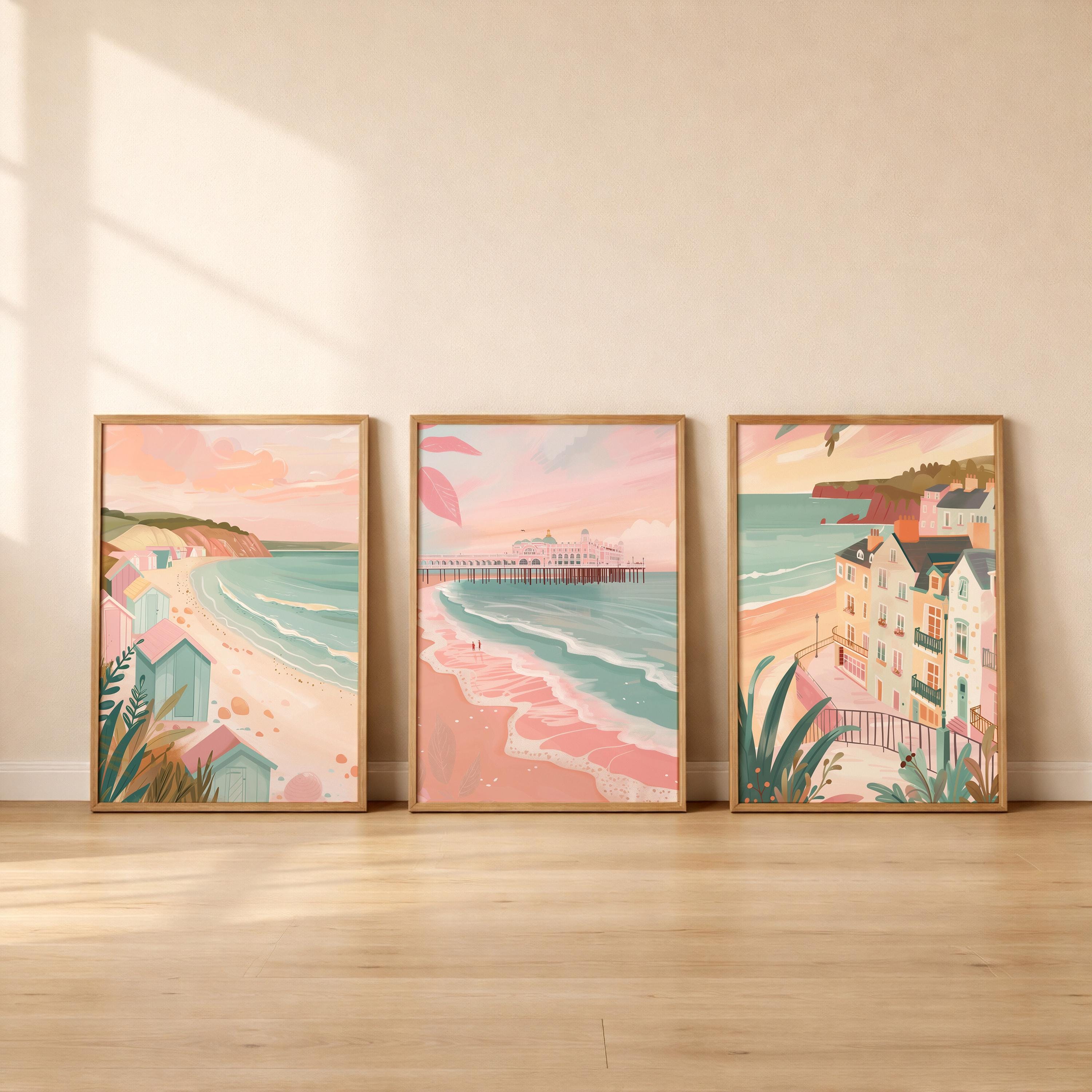 Brighton Set Of 3 Posters - Sussex Coastal Wall Art Prints - Travel Wall Art