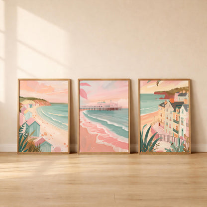 Brighton Set Of 3 Posters - Sussex Coastal Wall Art Prints - Travel Wall Art
