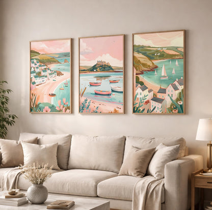 Cornwall Set Of 3 Posters - Cornish Wall Art Prints - Travel Wall Art