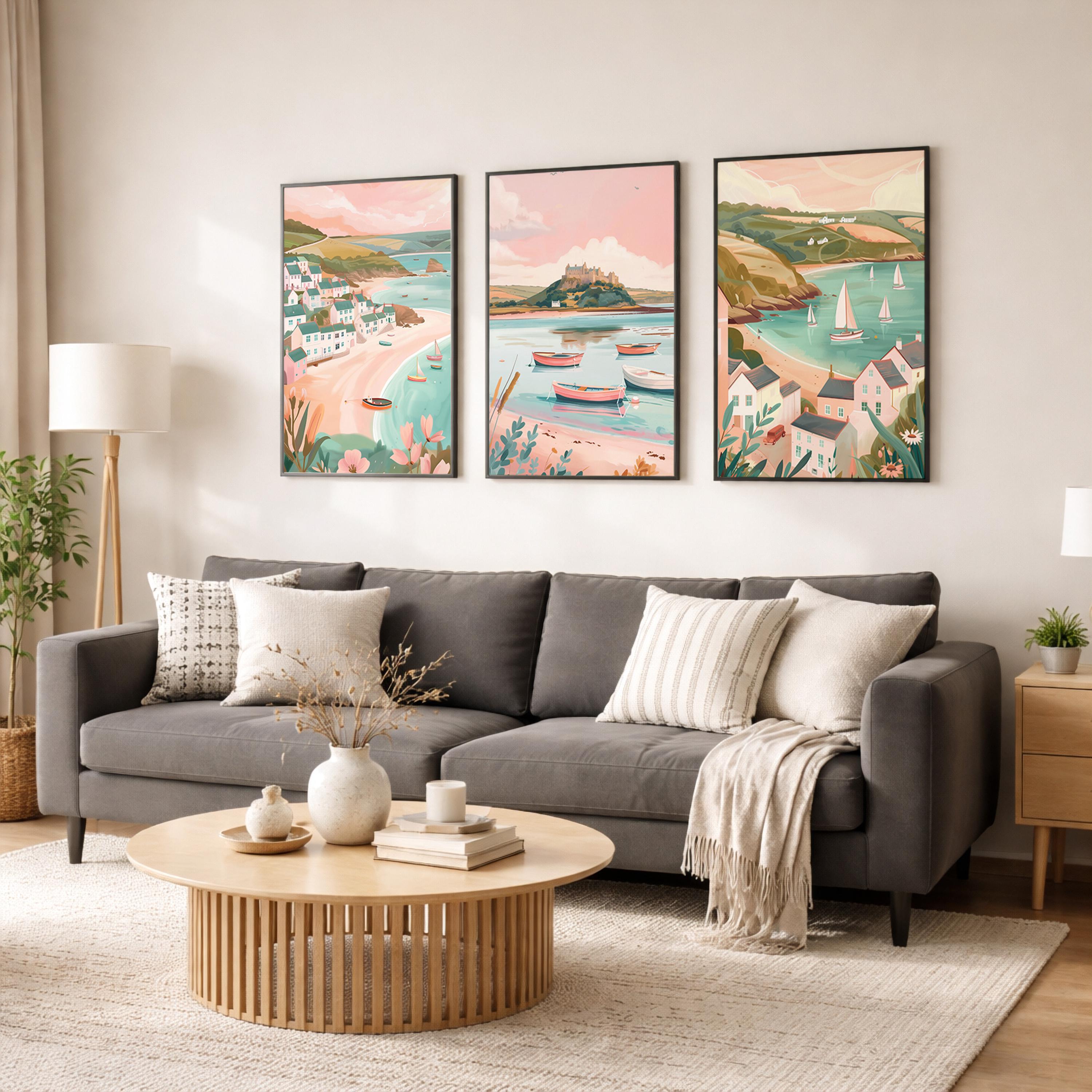 Cornwall Set Of 3 Posters - Cornish Wall Art Prints - Travel Wall Art