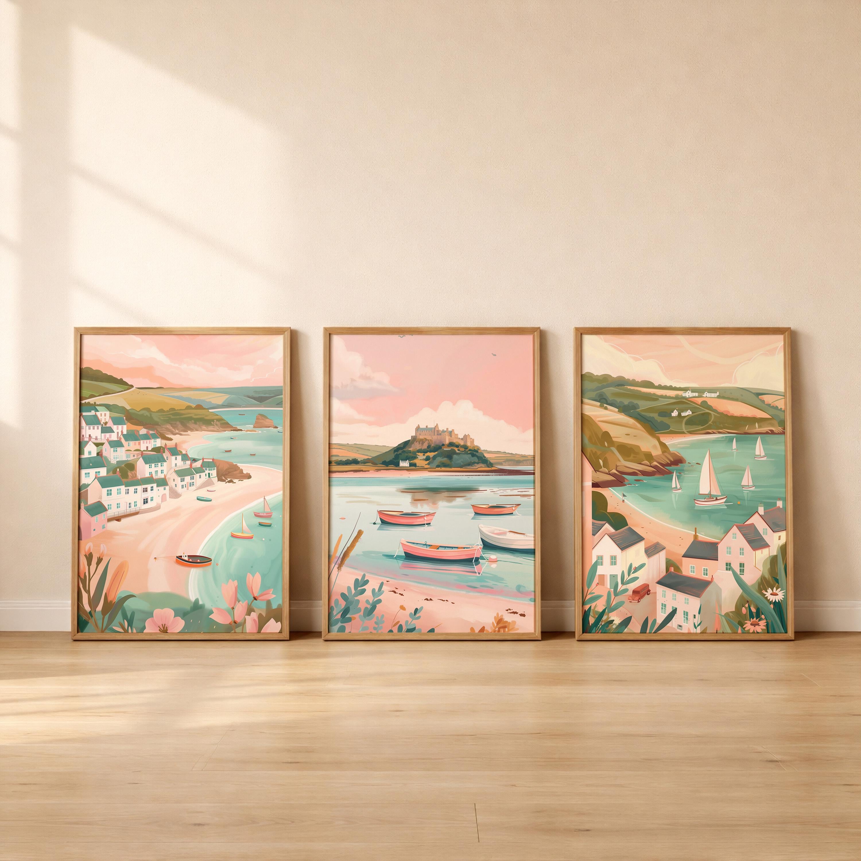 Cornwall Set Of 3 Posters - Cornish Wall Art Prints - Travel Wall Art