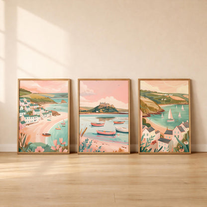 Cornwall Set Of 3 Posters - Cornish Wall Art Prints - Travel Wall Art