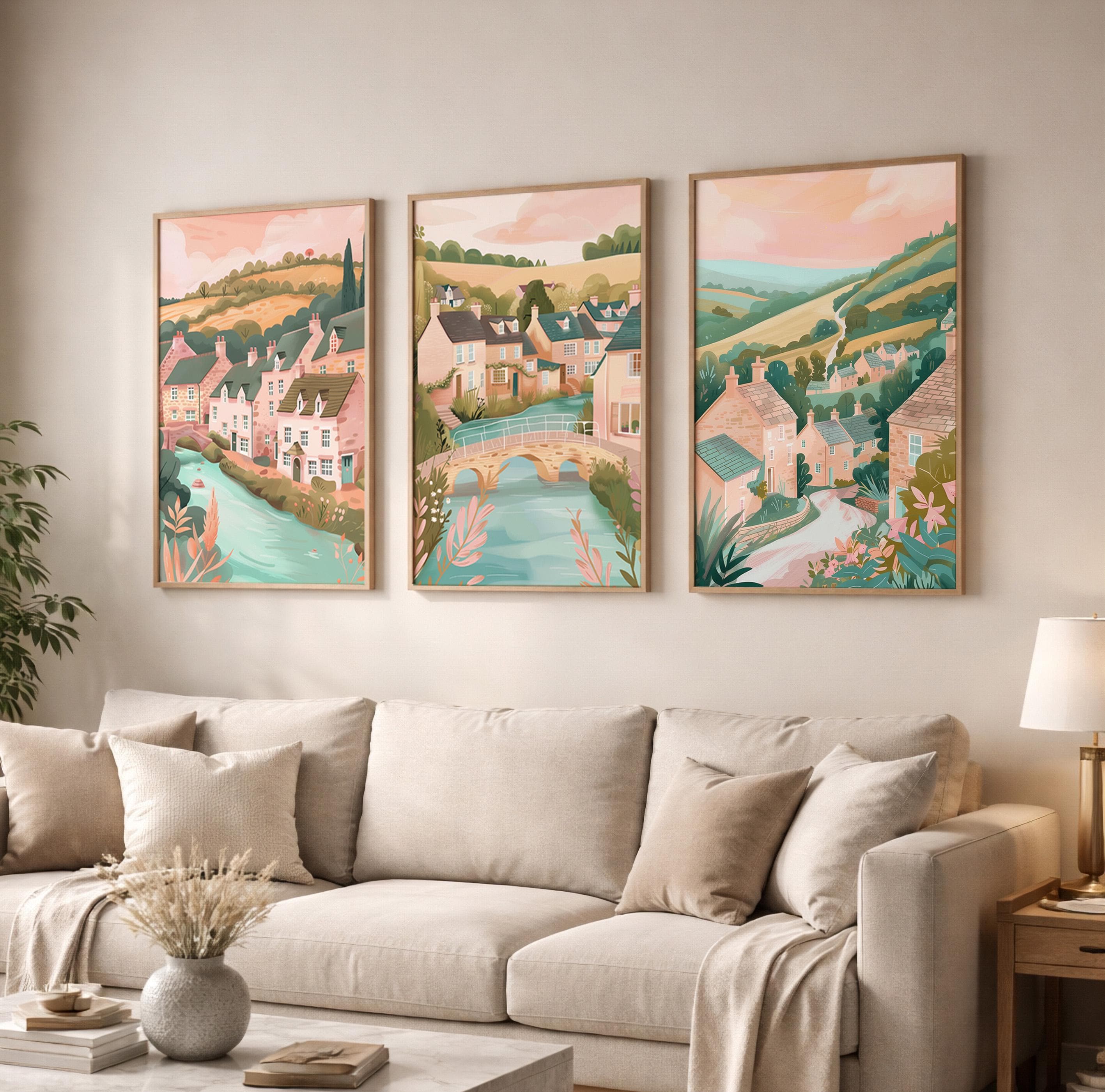 Set Of 3 Cotswolds Posters - Cotswold Village Wall Art Prints - Travel Wall Art