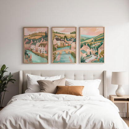 Set Of 3 Cotswolds Posters - Cotswold Village Wall Art Prints - Travel Wall Art
