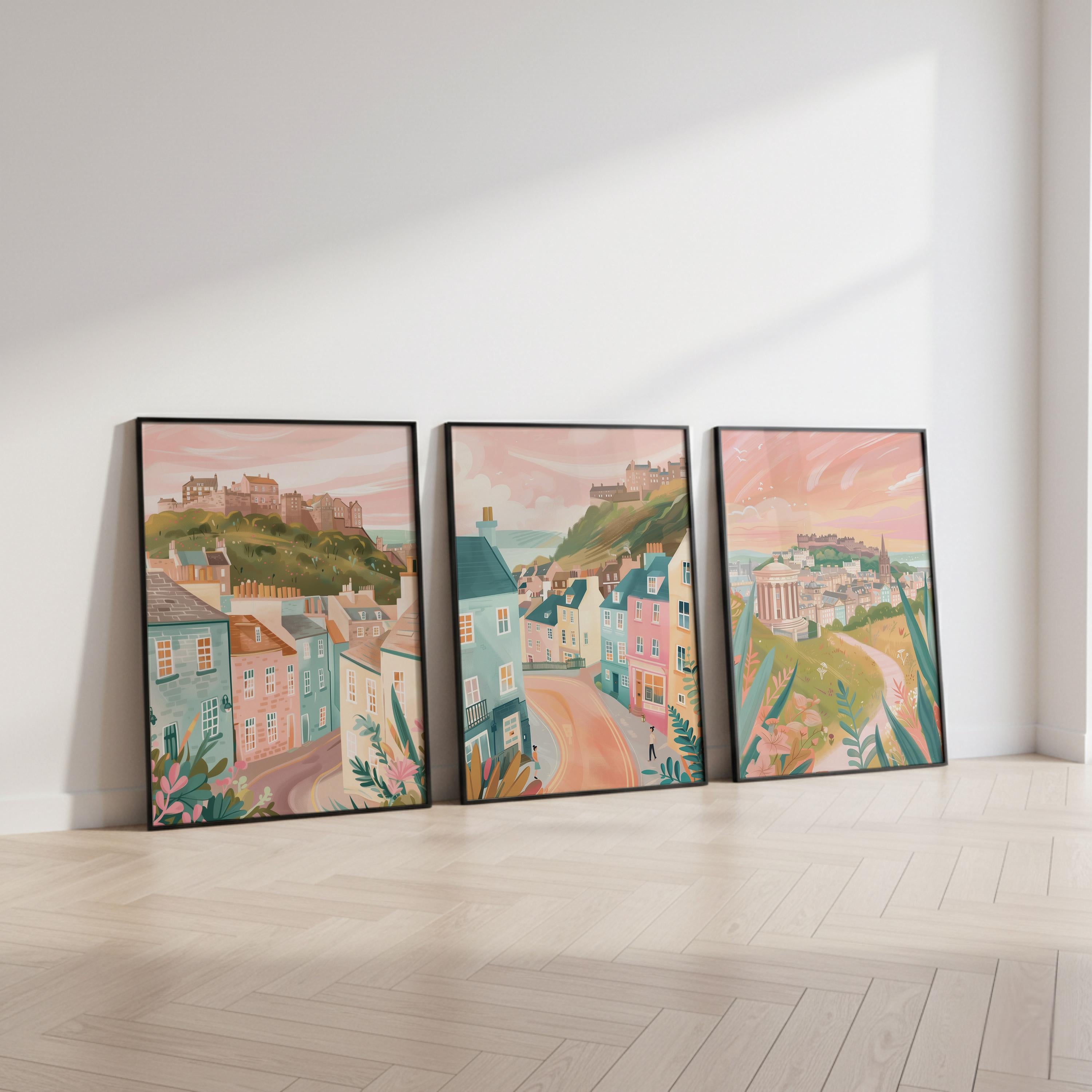 Edinburgh Set Of 3 Posters - Scottish Wall Art Prints - Travel Wall Art