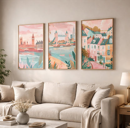 London Set Of 3 Posters - London Wall Art Prints - Travel Wall Art
