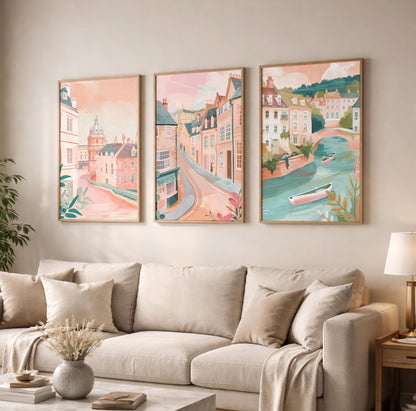 Oxford Set Of 3 Posters - Oxford Cityscape Wall Art - Travel Wall Art