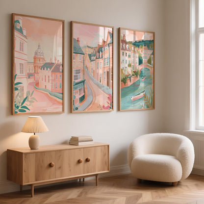 Oxford Set Of 3 Posters - Oxford Cityscape Wall Art - Travel Wall Art