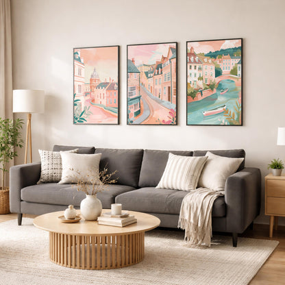 Oxford Set Of 3 Posters - Oxford Cityscape Wall Art - Travel Wall Art