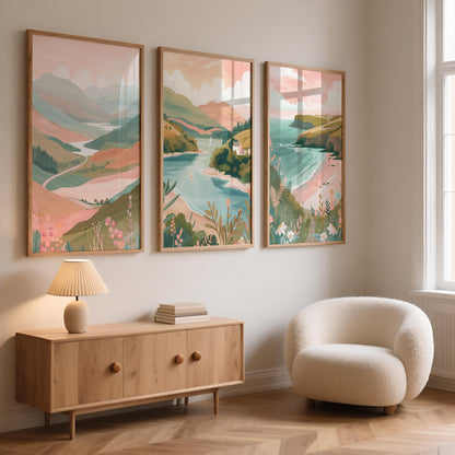 Scottish Highlands Minimalist Poster Set - Set Of 3 Scotland Prints - Travel Wall Art