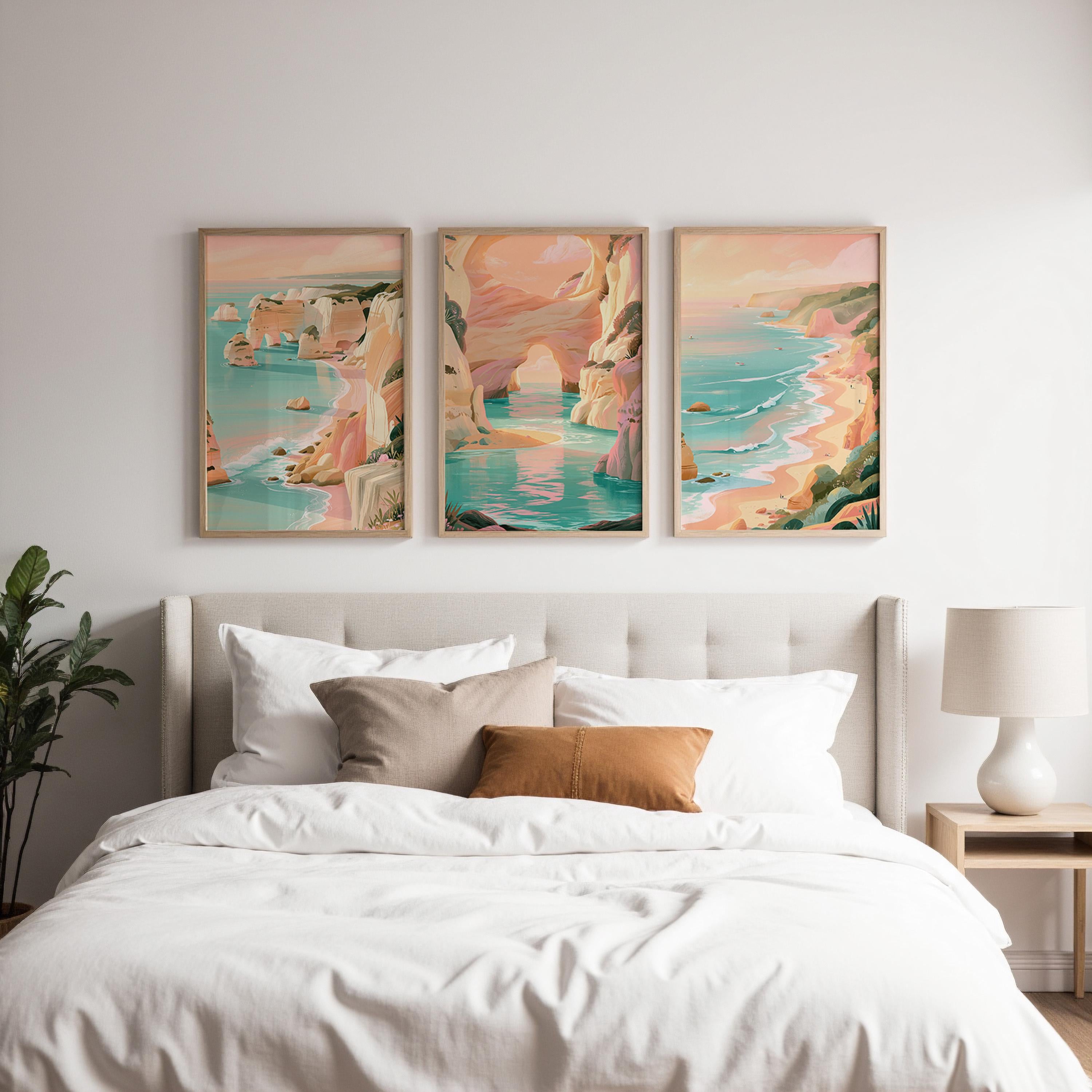 Algarve Set of 3 Travel Posters - Portugal Coastal Wall Art Prints - Travel Wall Art