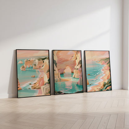 Algarve Set of 3 Travel Posters - Portugal Coastal Wall Art Prints - Travel Wall Art