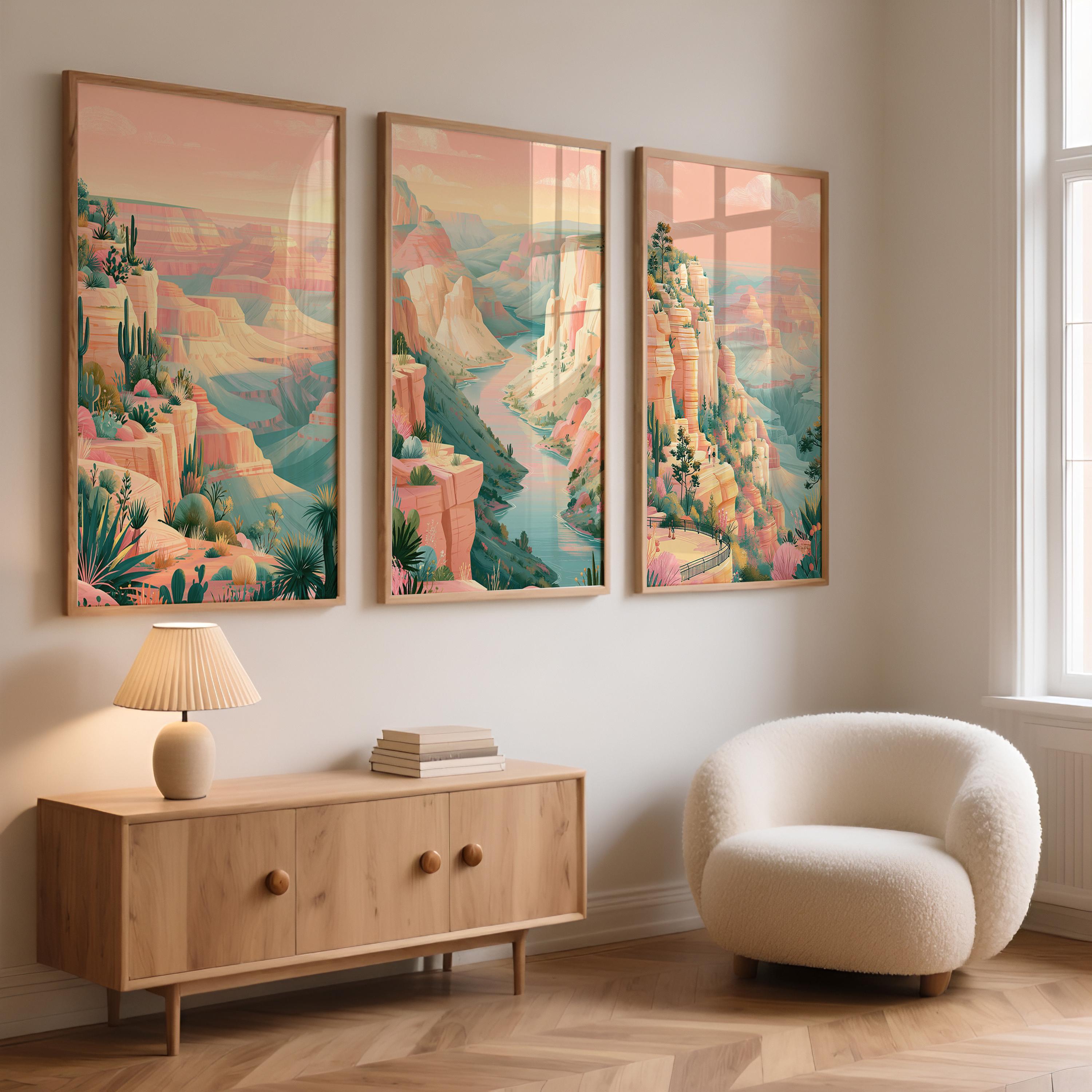 Grand Canyon Set Of 3 Posters - US National Park Wall Art Prints - Travel Wall Art