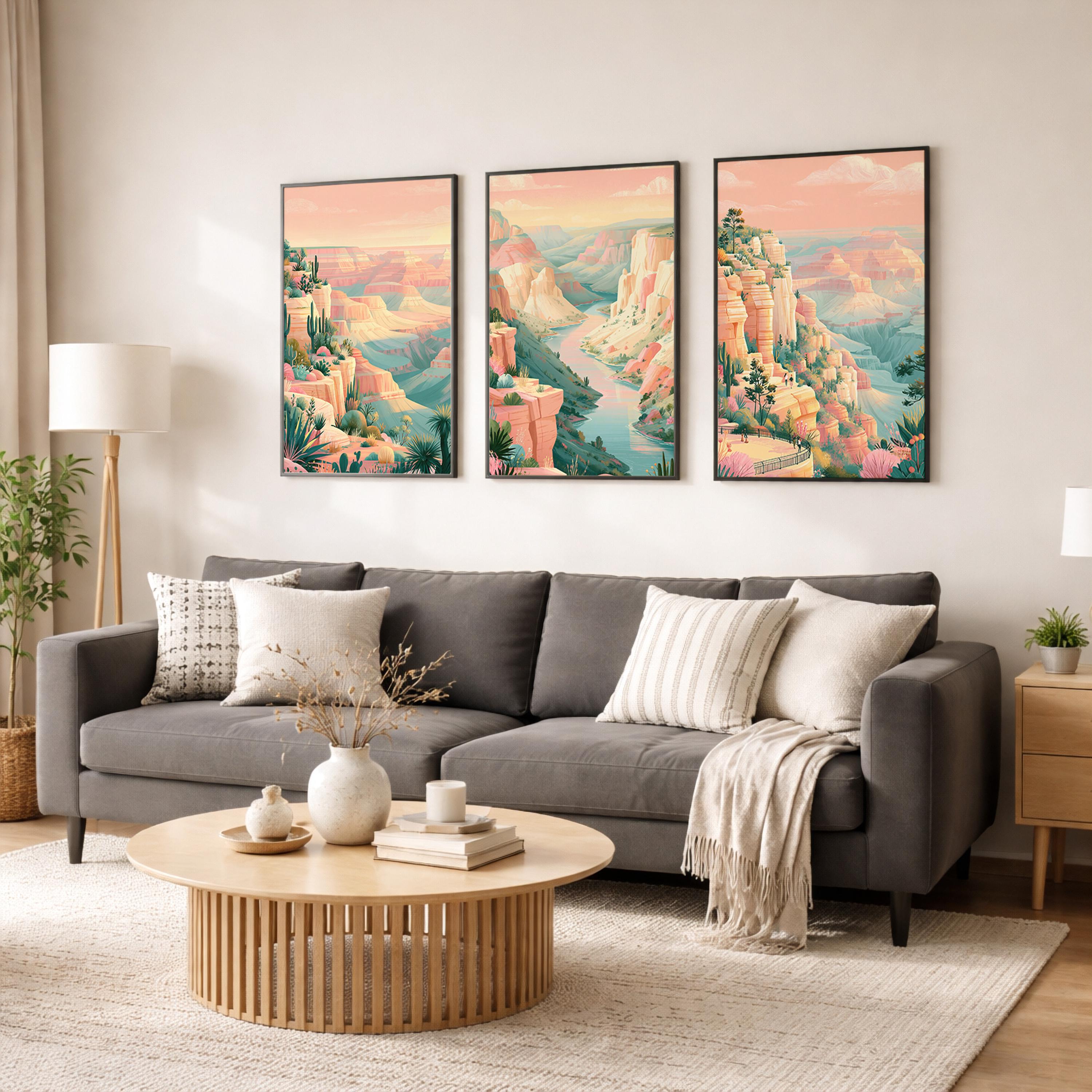 Grand Canyon Set Of 3 Posters - US National Park Wall Art Prints - Travel Wall Art