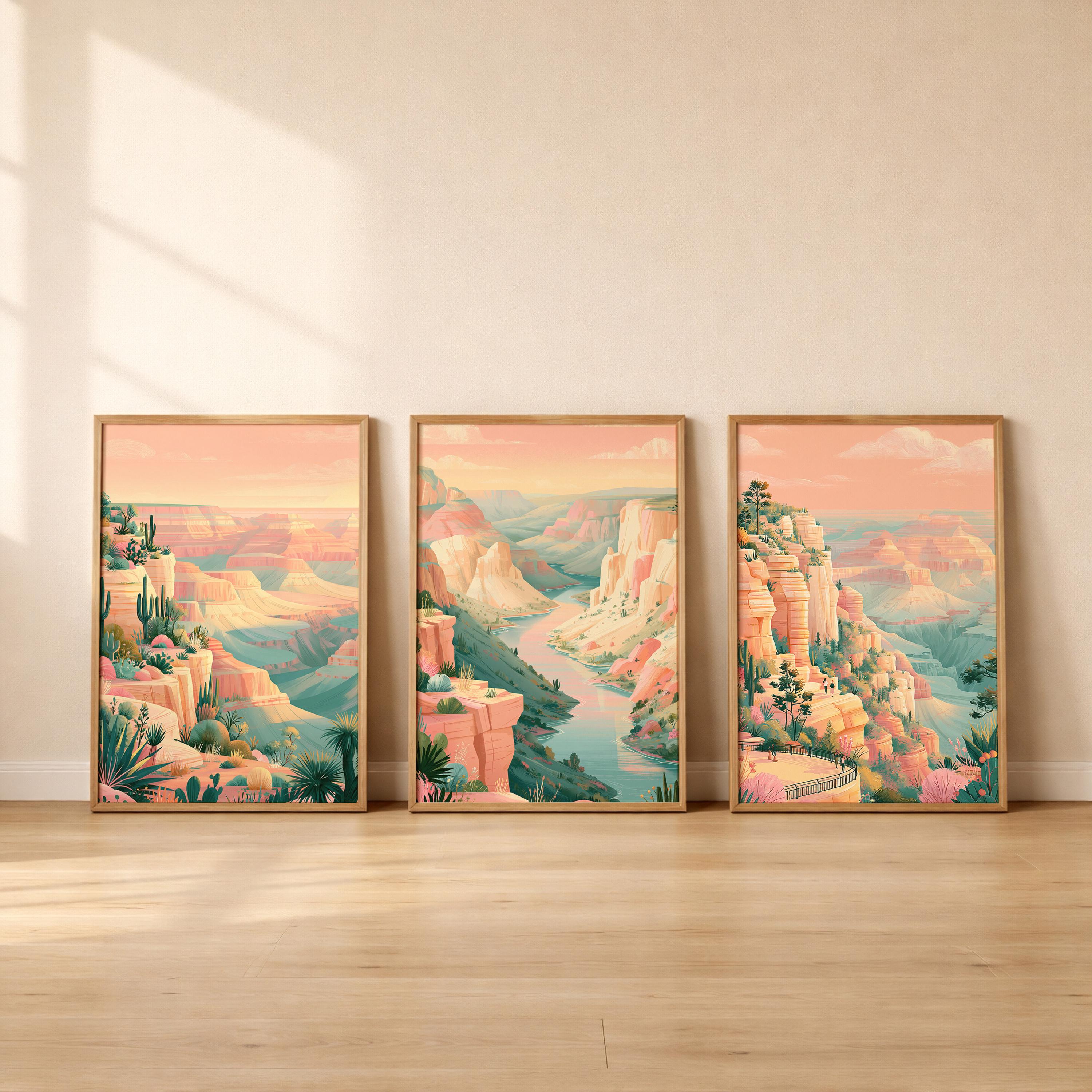 Grand Canyon Set Of 3 Posters - US National Park Wall Art Prints - Travel Wall Art