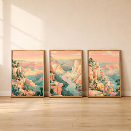 Grand Canyon Set Of 3 Posters - US National Park Wall Art Prints - Travel Wall Art
