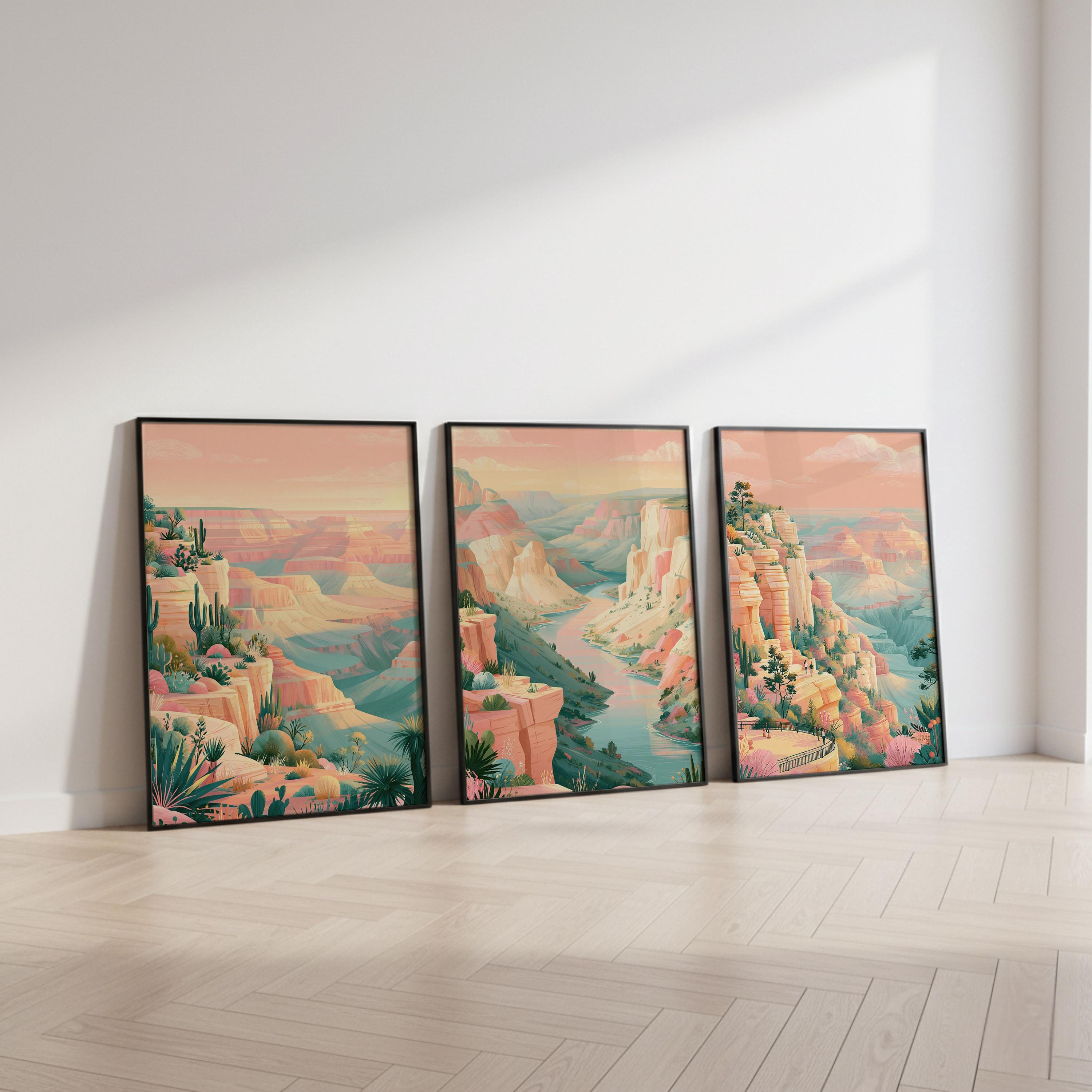 Grand Canyon Set Of 3 Posters - US National Park Wall Art Prints - Travel Wall Art