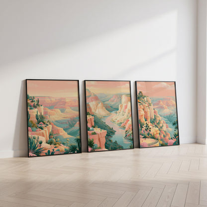 Grand Canyon Set Of 3 Posters - US National Park Wall Art Prints - Travel Wall Art