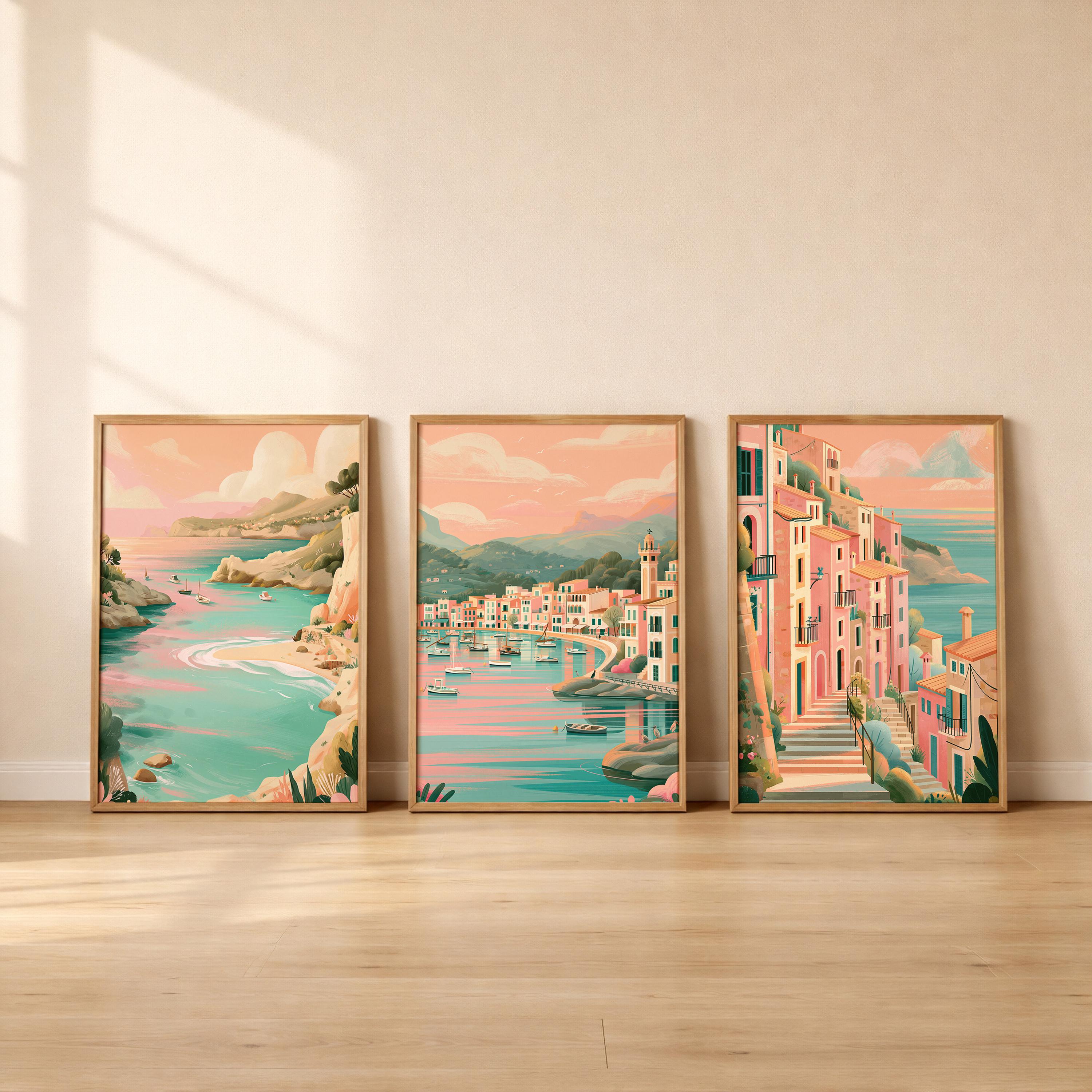 Mallorca Set of 3 Posters - Mediterranean Coastal Wall Art Prints - Travel Wall Art
