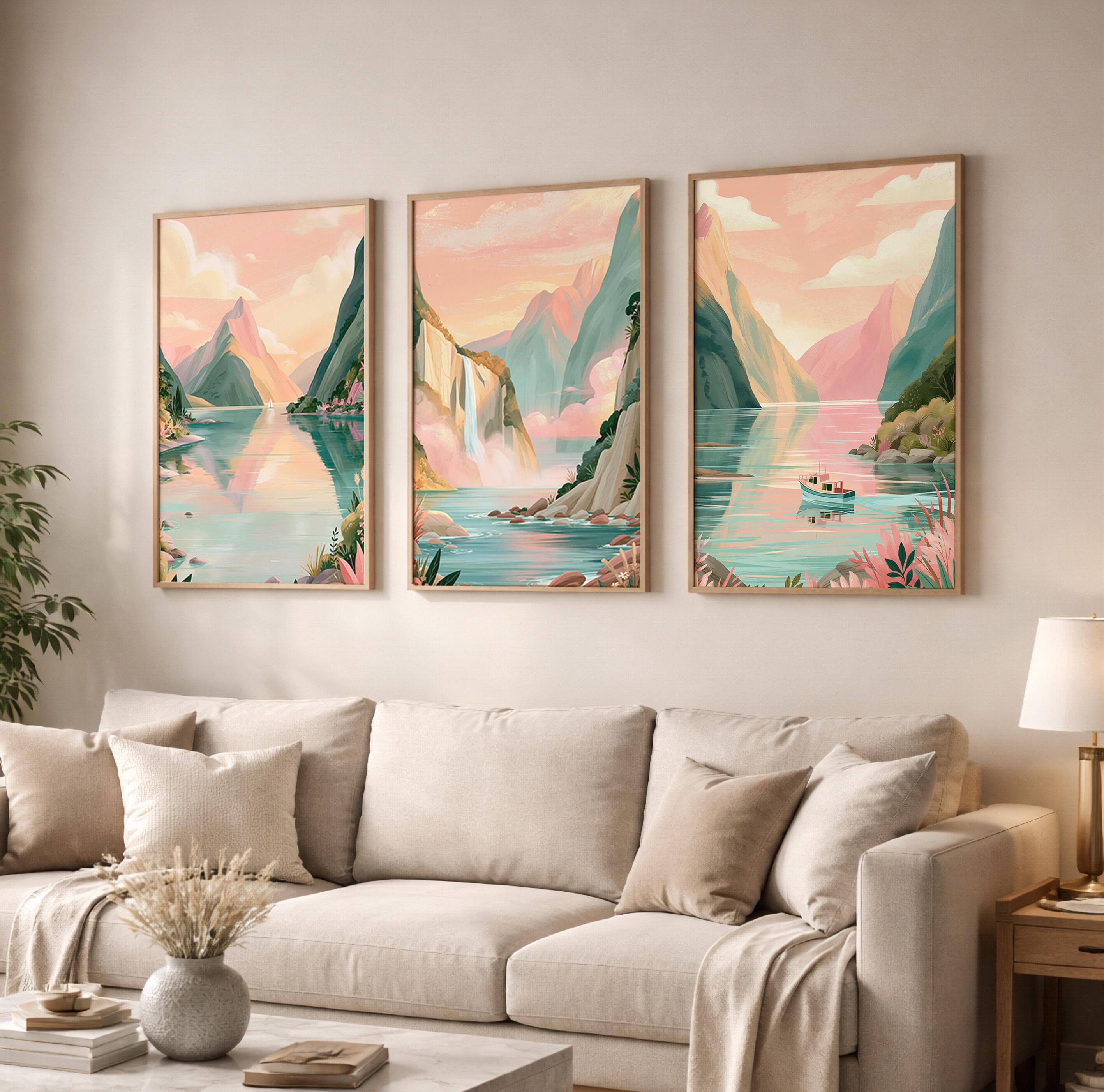 Milford Sound Set of 3 Travel Posters - New Zealand Wall Art Prints - Travel Wall Art