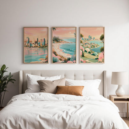 Perth Set Of 3 Poster Set - Western Australia Wall Art Prints - Travel Wall Art