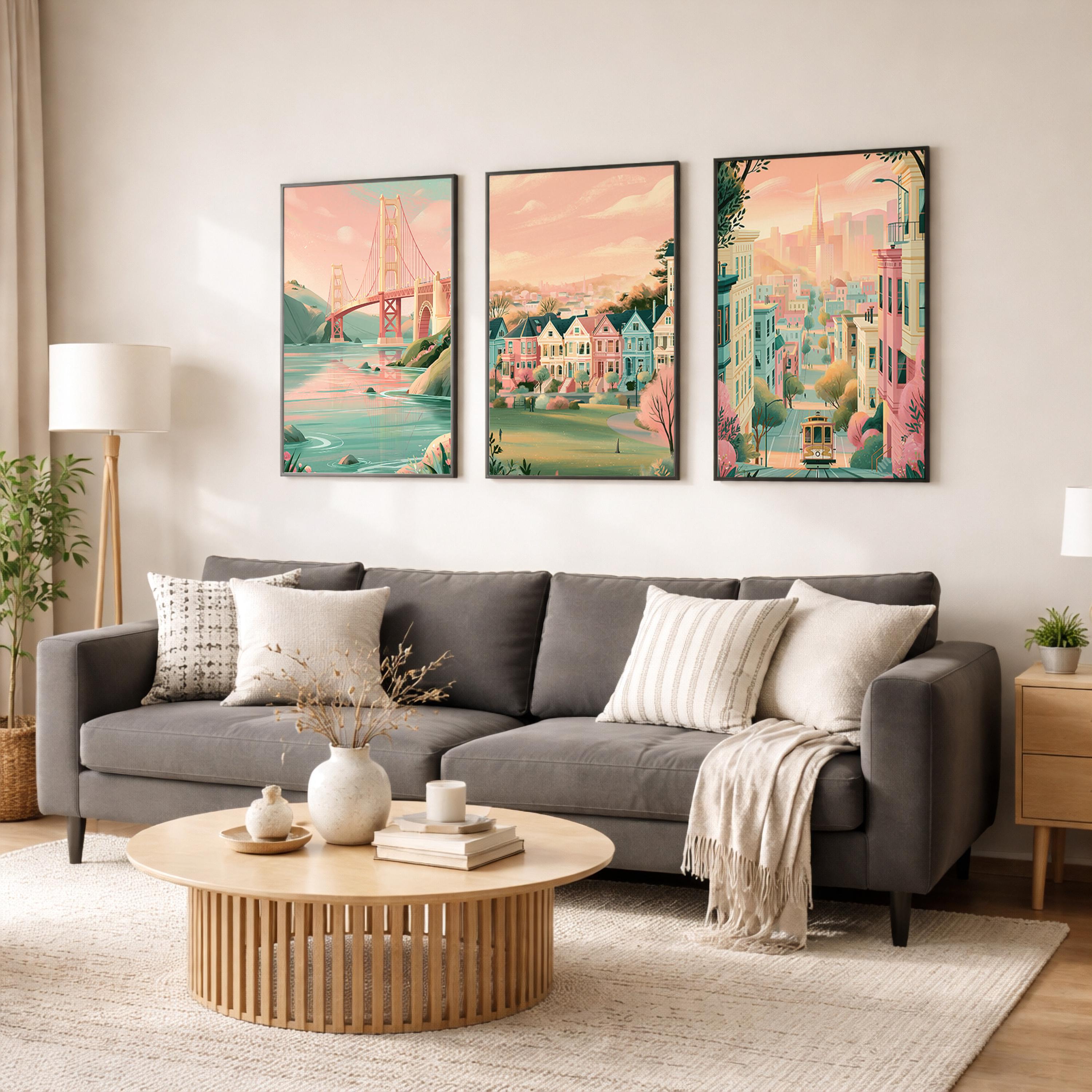 San Fransico Set Of 3 Posters - California Wall Art Prints - Travel Wall Art