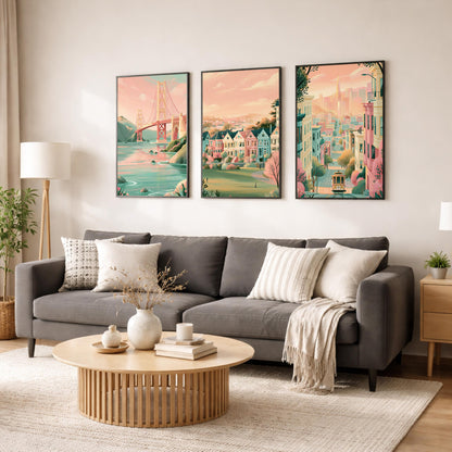 San Fransico Set Of 3 Posters - California Wall Art Prints - Travel Wall Art