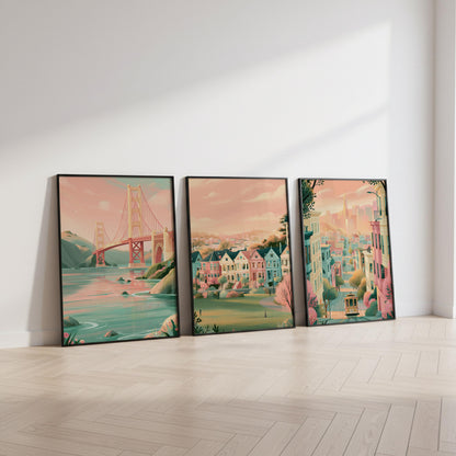 San Fransico Set Of 3 Posters - California Wall Art Prints - Travel Wall Art