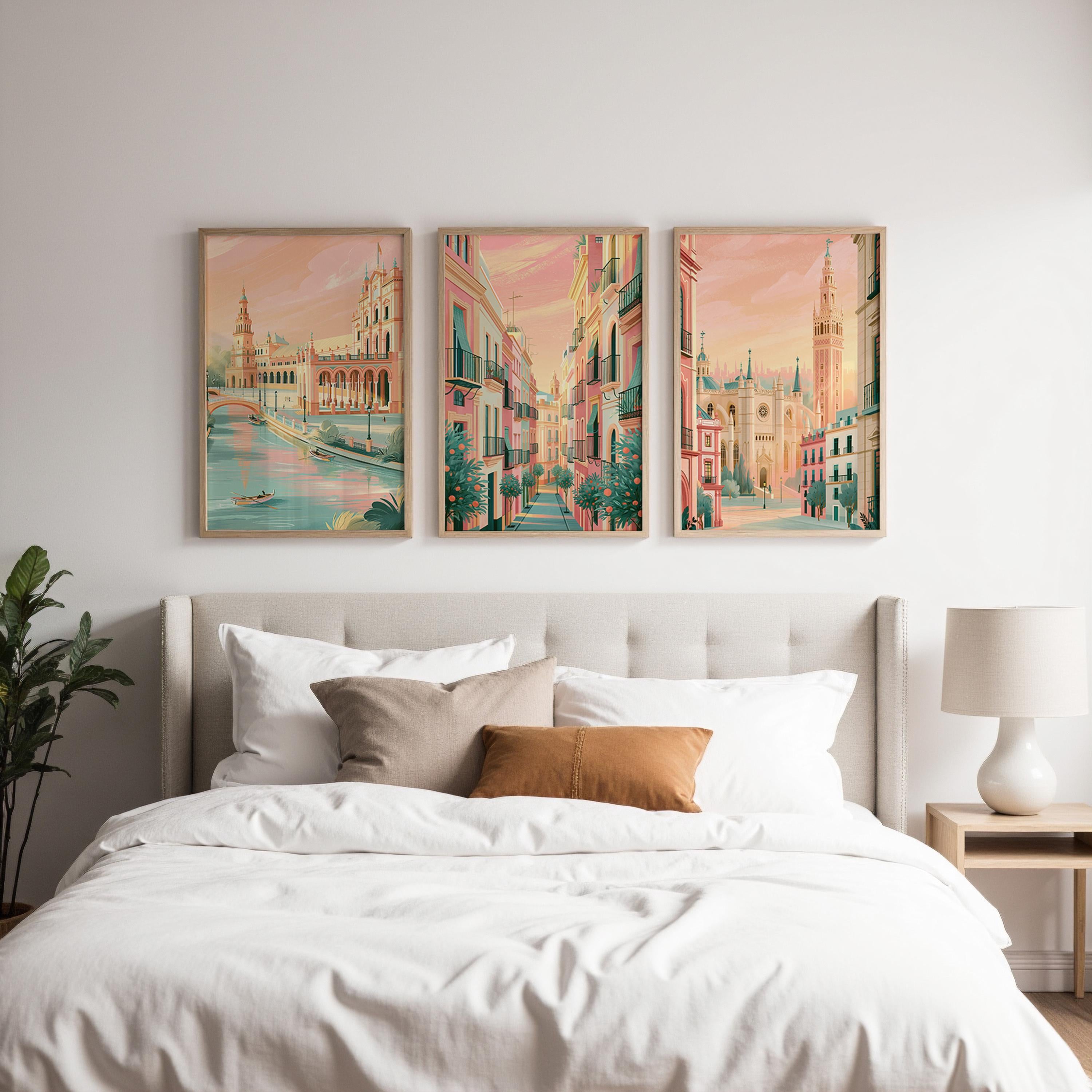 Seville Set of 3 Posters - Spanish Cityscape Wall Art Prints - Travel Wall Art