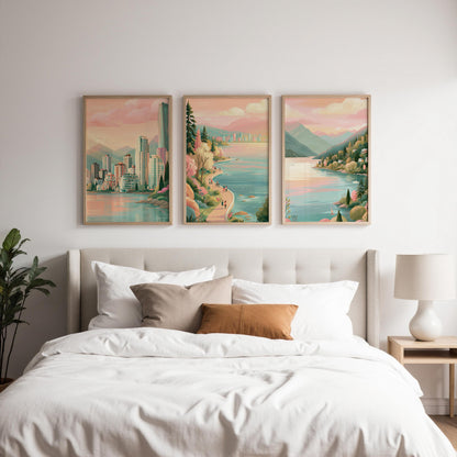 Vancouver Set Of 3 Posters - Canadian Wall Art Prints - Travel Wall Art