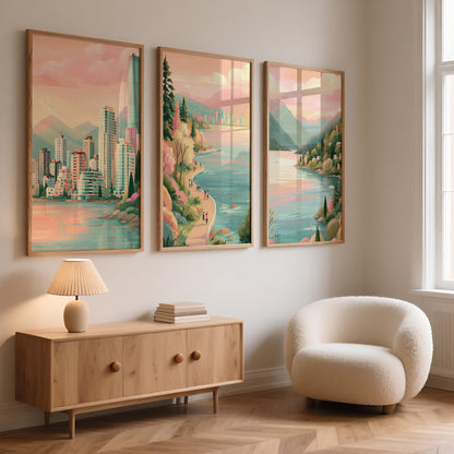 Vancouver Set Of 3 Posters - Canadian Wall Art Prints - Travel Wall Art