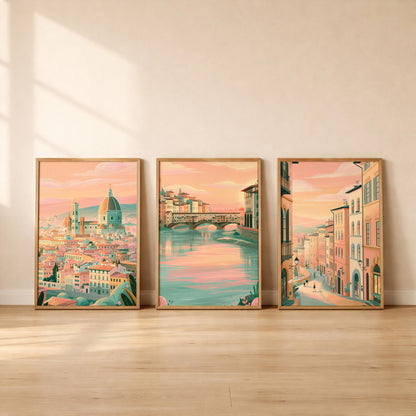 Set of 3 Florence Italy Posters - Italian Florence Wall Art Prints - Travel Wall Art