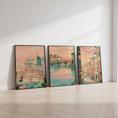 Set of 3 Florence Italy Posters - Italian Florence Wall Art Prints - Travel Wall Art
